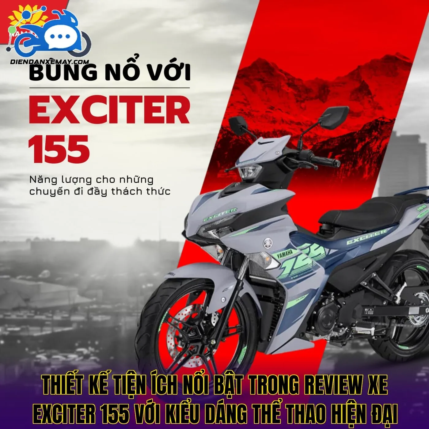 Thiết kế tiện ích nổi bật trong review xe Exciter 155 với kiểu dáng thể thao hiện đại