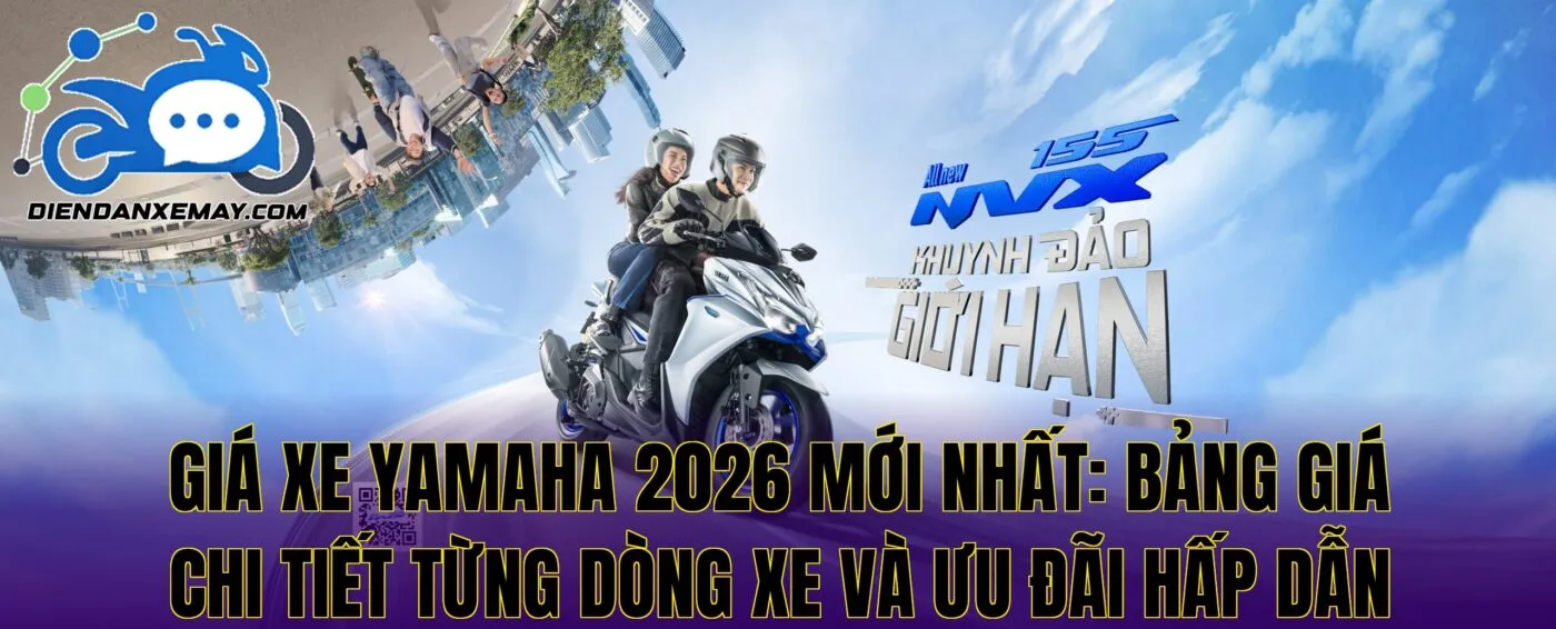 Giá xe Yamaha 2026 mới nhất: bảng giá chi tiết từng dòng xe và ưu đãi hấp dẫn